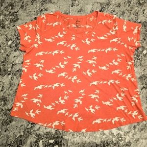 Sonoma Coral with White Birds The Everyday Tee T-Shirt 1x